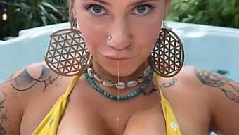 Exclusive Pov Footage Of A Busty Hippie Giving A Blowjob In A Hot Tub