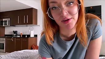 Redheaded Step Sister Gives A Blowjob And Squirts On Cock