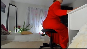 Sexy Milf Sonya In A Red Dress Teases With Upskirt Views And Feet