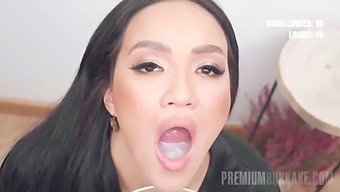 Asia Vargas Chugs Through An Immense Amount Of Cum In This High-End Bukkake Video