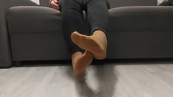 Monika Nylon Unveils Her Shapely Legs In Sheer Hosiery Following A Full Day