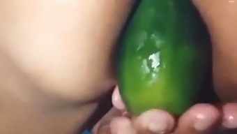 Stepmom Flaunts Her Open Ass By Fucking A Huge Cucumber